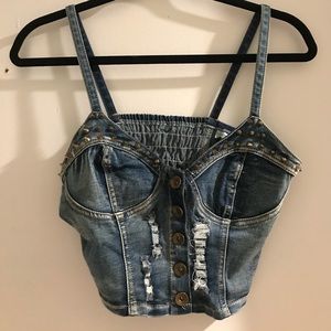 Dark denim crop top bustier
